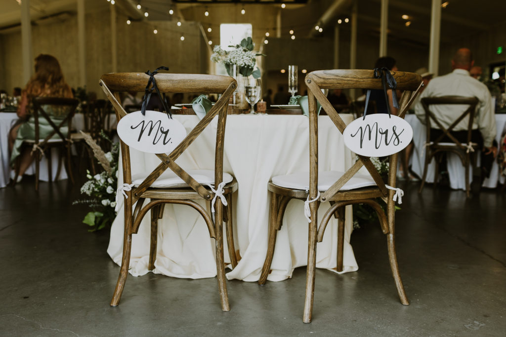 mr and mrs wedding decor chairs